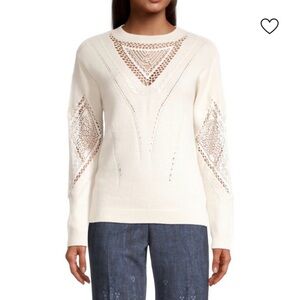 Kobi Halperin Cream Openwork Knit Sweater